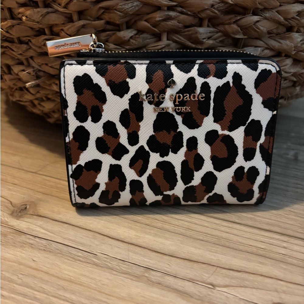 Kate Spade Animal Print Wallet in Black and Brown